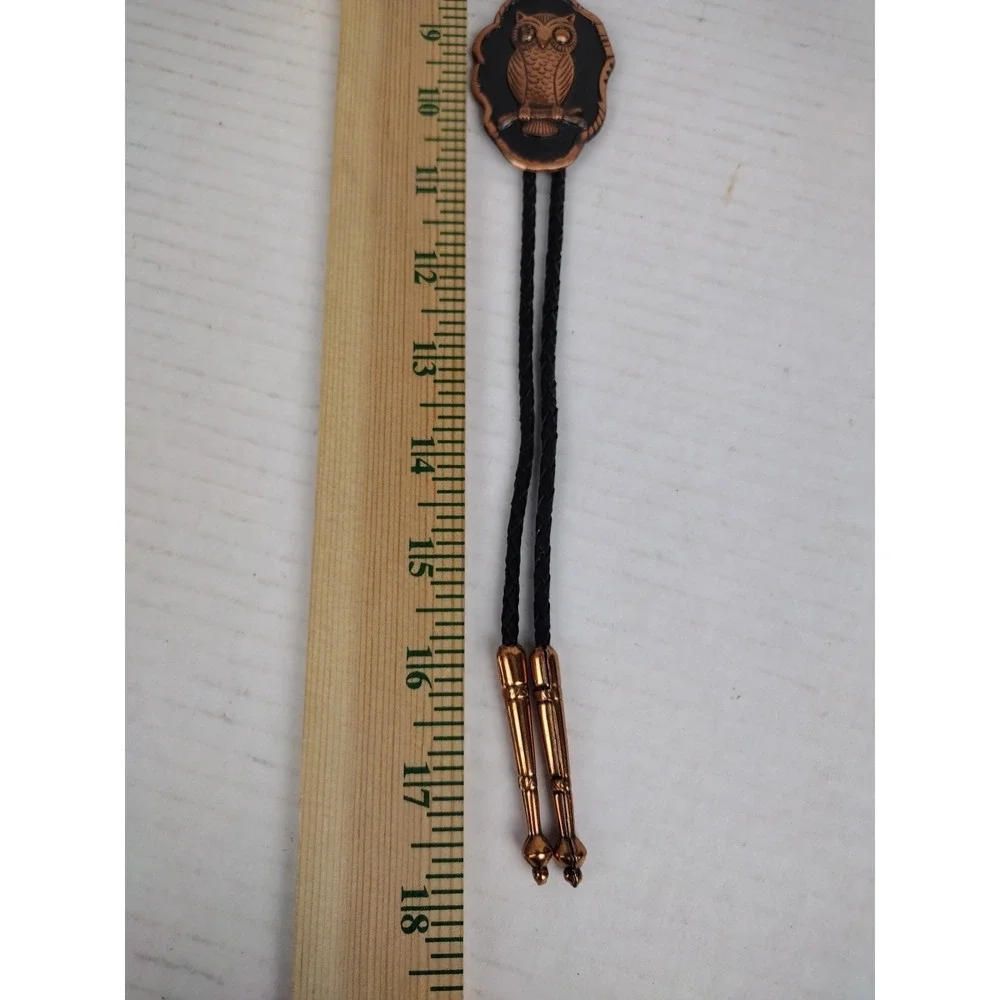 Vintage Solid Copper OWL Bolo Tie Native American Indian Style Rockabilly GPA
